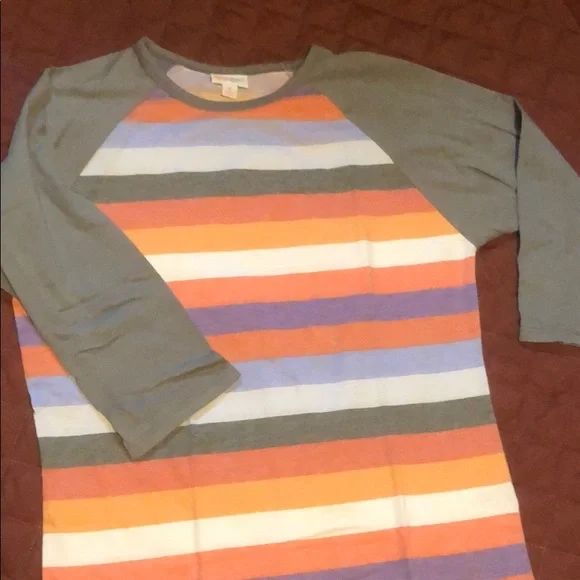 LuLaRoe Multicolor Striped Long Sleeve Tee - Picture 2 of 8
